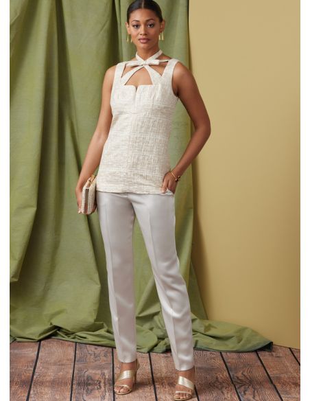 Patron Vogue 1922 F5 - Haut femme doublé et sans manches