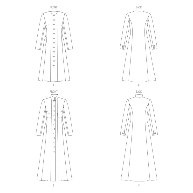 Patron Vogue 1926 Y5 - Manteau femme doublé coupe semi-ajustée