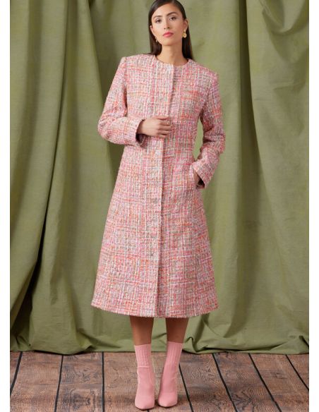 Patron Vogue 1926 Y5 - Manteau femme doublé coupe semi-ajustée