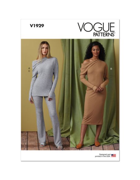 Patron Vogue 1929 B5 - Haut, robe et pantalon en tricot