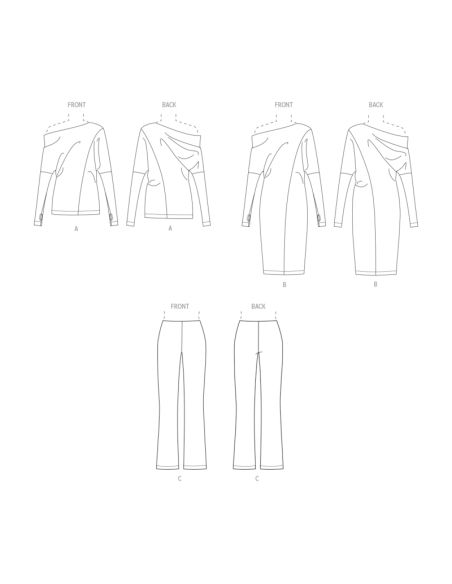 Patron Vogue 1929 B5 - Haut, robe et pantalon en tricot