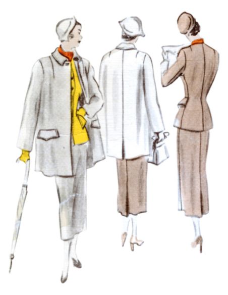 Patron Vogue 1932 B5 - Ensemble femme : tailleur et manteau