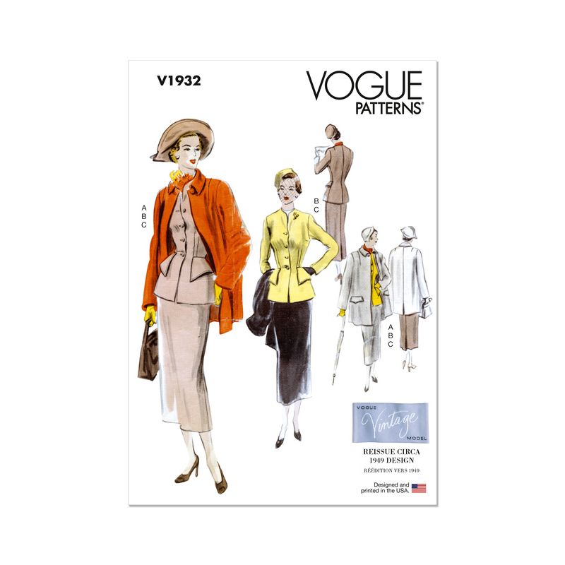 Patron Vogue 1932 F5 - Ensemble femme : tailleur et manteau