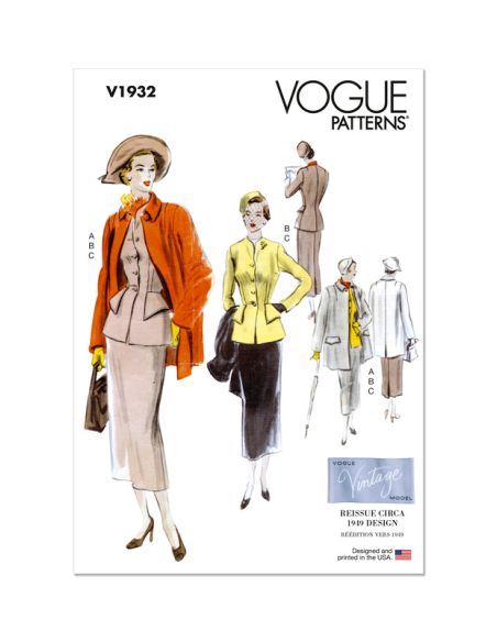 Patron Vogue 1932 F5 - Ensemble femme : tailleur et manteau