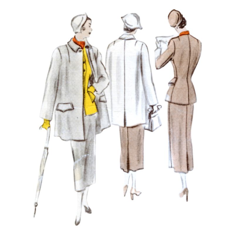 Patron Vogue 1932 F5 - Ensemble femme : tailleur et manteau