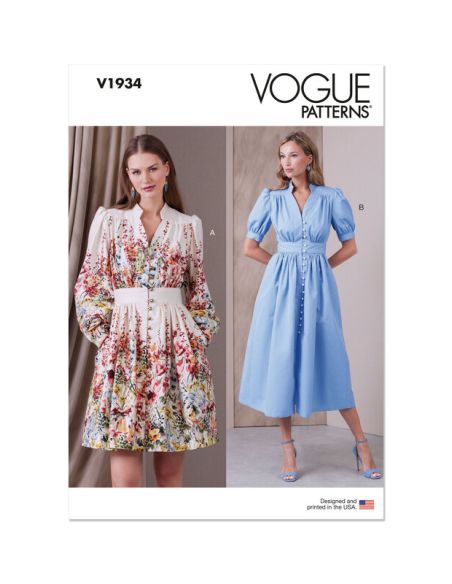 Patron Vogue 1934 Y5 - Robe femme avec col