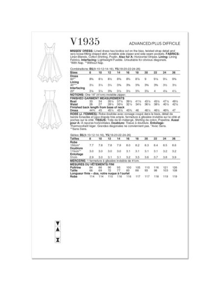 Patron Vogue 1935 B5 - Robe avec corsage dans le biais