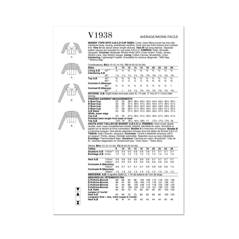 Patron Vogue 1938 Y5 - Haut style corset