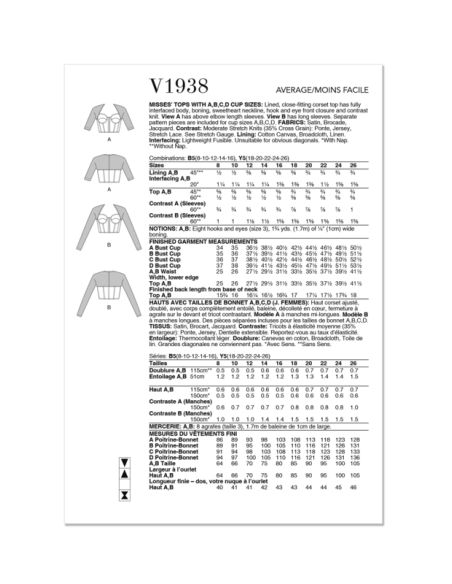 Patron Vogue 1938 Y5 - Haut style corset