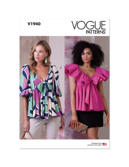 Patron Vogue 1940 A5 - Haut empire doublé