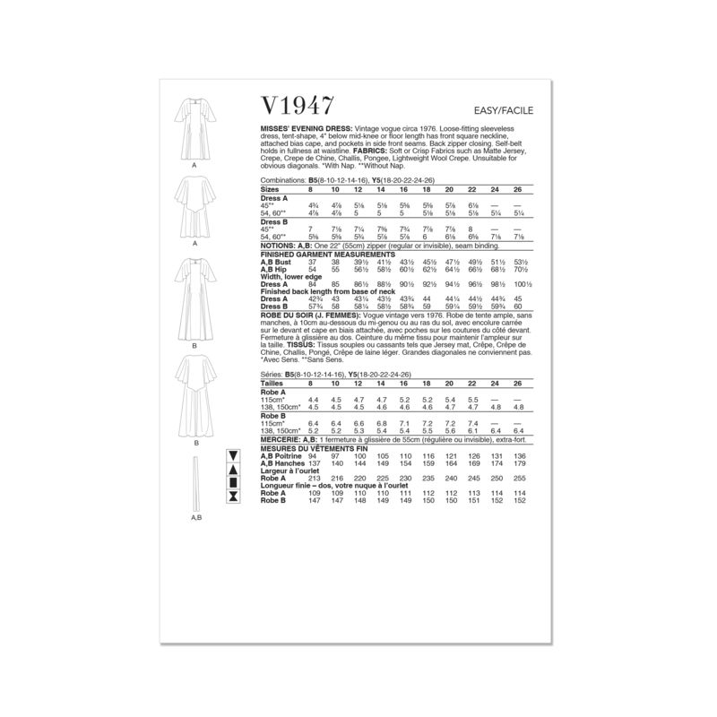 Patron Vogue 1947 B5 - Robe vintage soirée