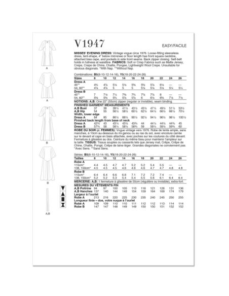 Patron Vogue 1947 B5 - Robe vintage soirée