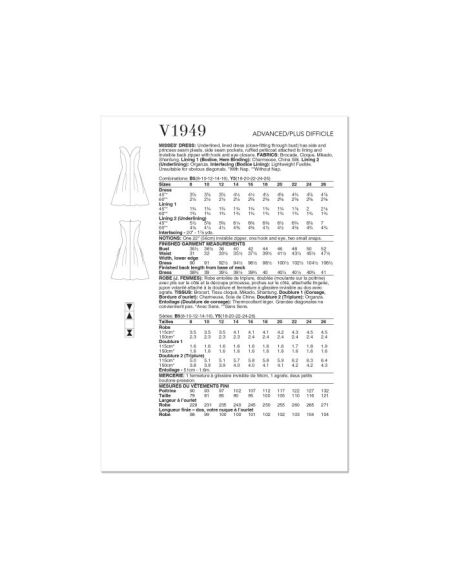 Patron Vogue 1949 Y5 - Robe entoilée