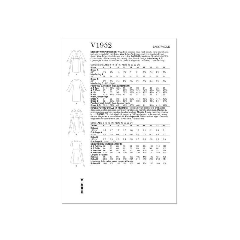 Patron Vogue 1952 F5 - Robe portefeuille