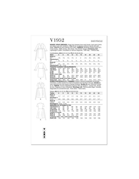 Patron Vogue 1952 F5 - Robe portefeuille