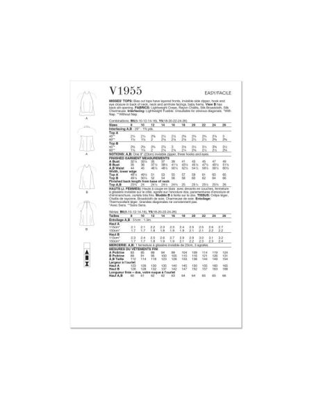 Patron Vogue 1955 Y5- Haut coupé dans le biais