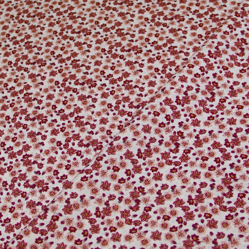 Popeline 100% coton bio (GOTS) - Petites fleurs camaïeu de rose