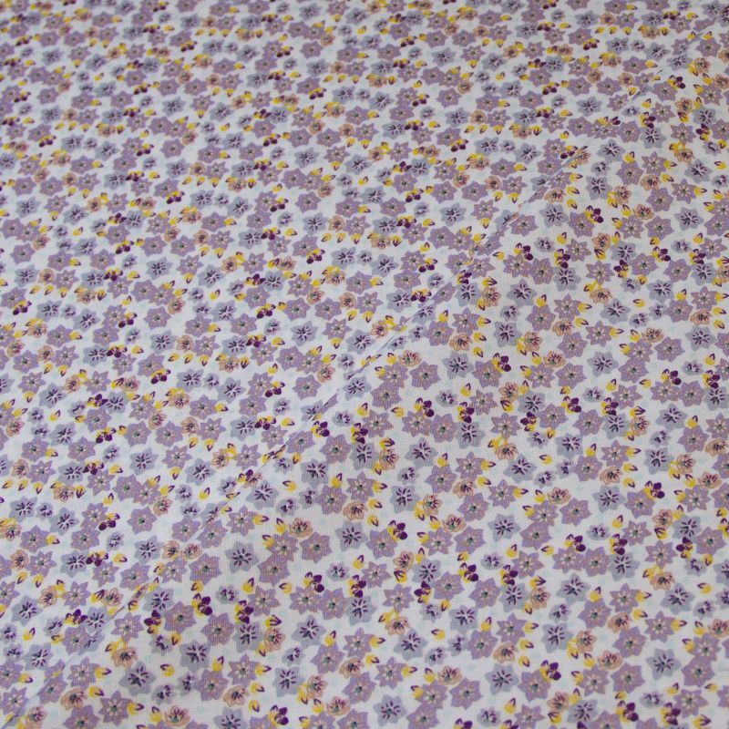 Popeline 100% coton bio (GOTS) - Petites fleurs lilas