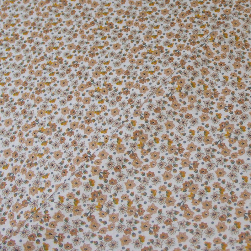 Popeline 100% coton bio (GOTS) - Petites fleurs ambrés