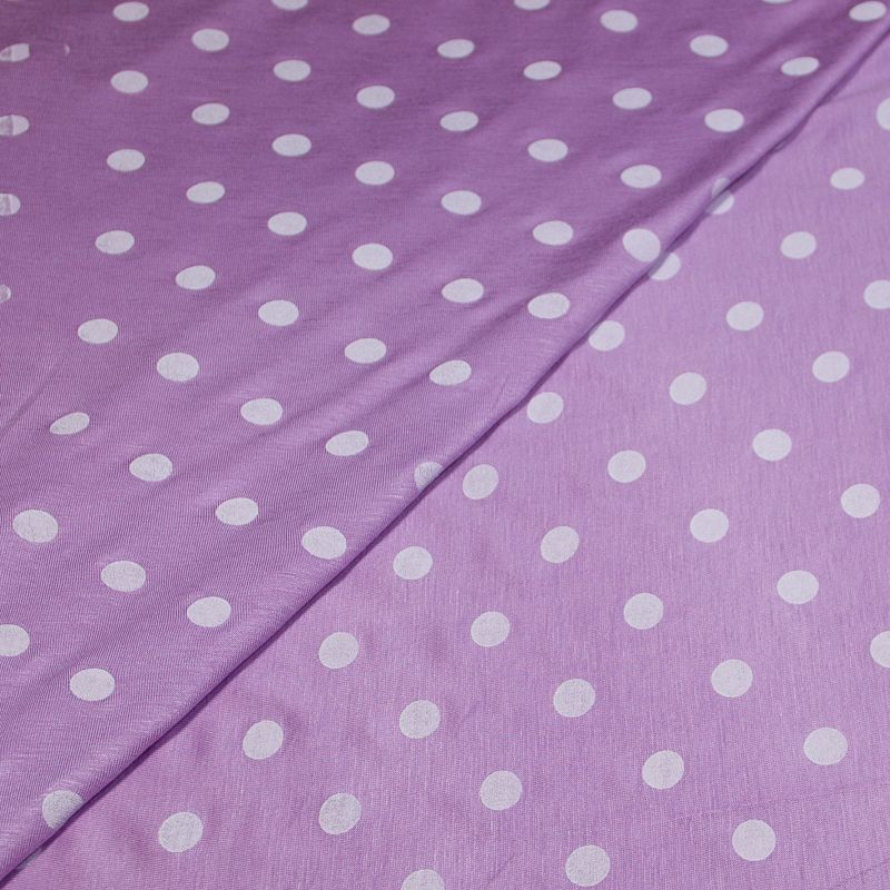 Jersey viscose - Pois blanc fond lilas