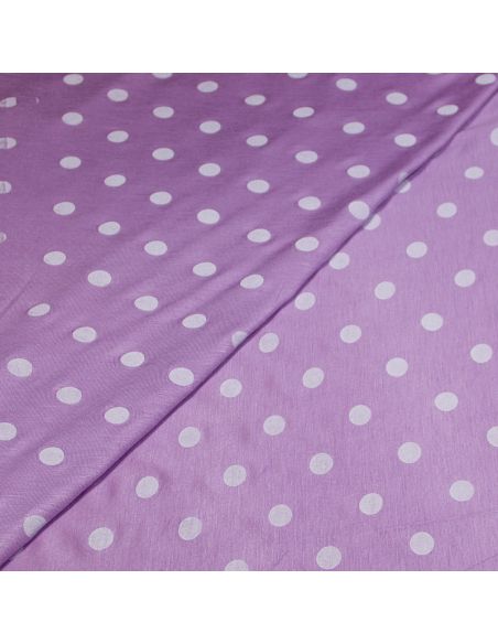 Jersey viscose - Pois blanc fond lilas