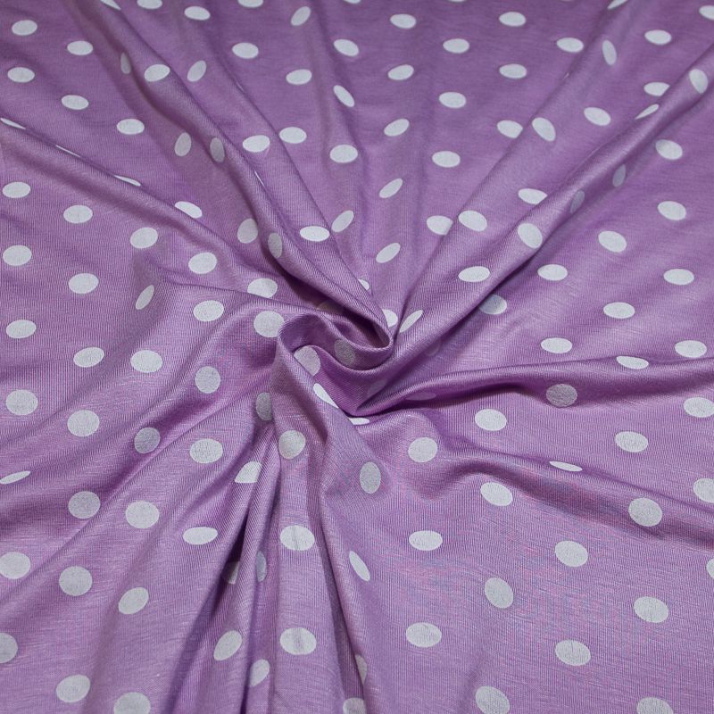 Jersey viscose - Pois blanc fond lilas