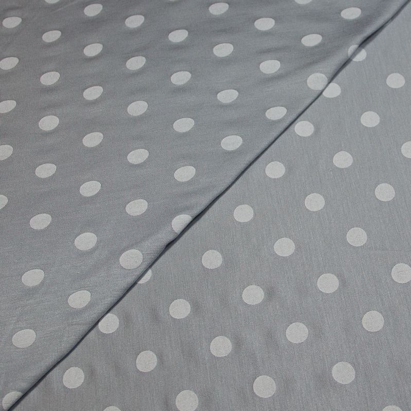 Jersey viscose - Pois blanc fond gris