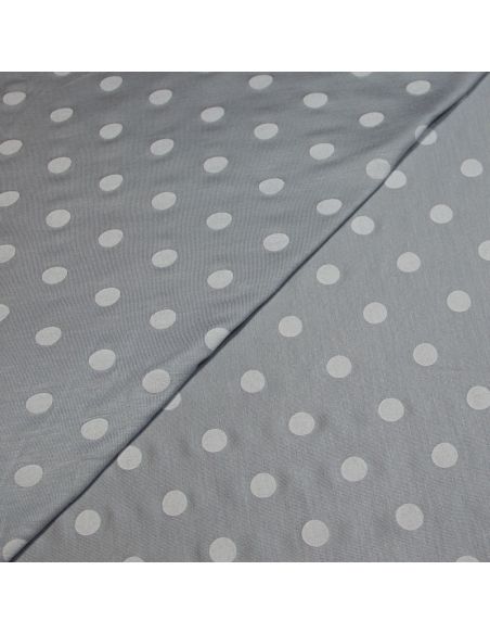 Jersey viscose - Pois blanc fond gris
