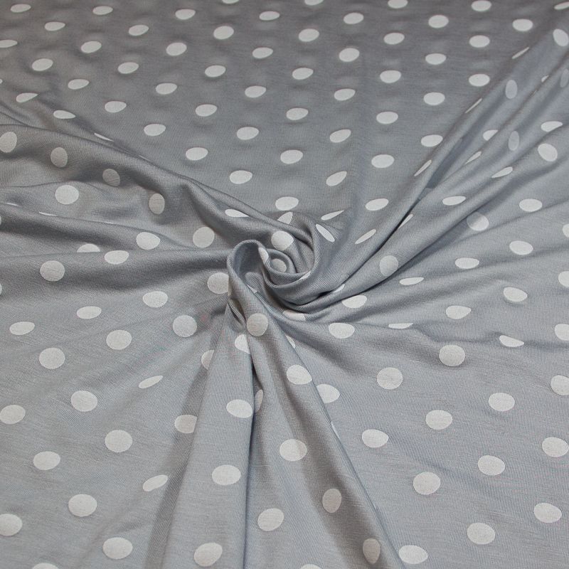 Jersey viscose - Pois blanc fond gris