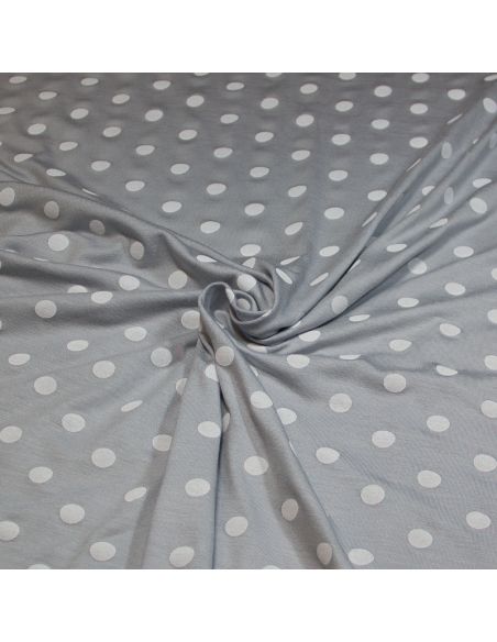 Jersey viscose - Pois blanc fond gris
