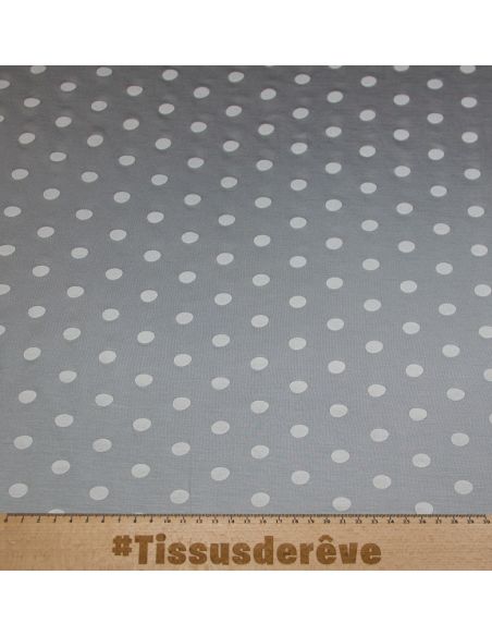 Jersey viscose - Pois blanc fond gris
