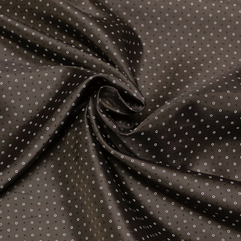 Doublure acétate & viscose - Rond & pois fond taupe