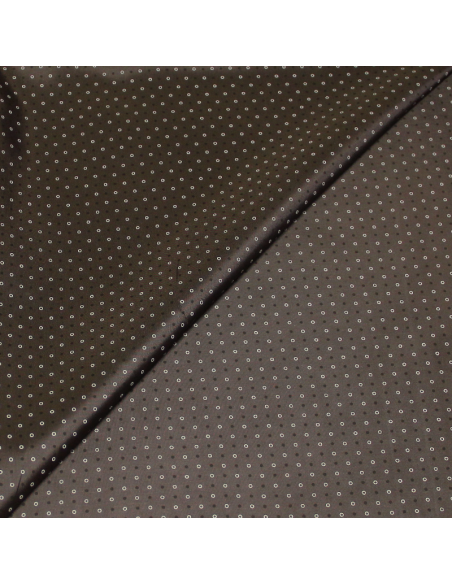Doublure acétate & viscose - Rond & pois fond taupe