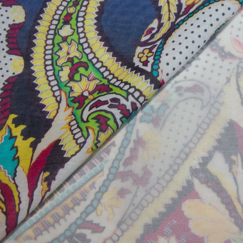 Voile 100% coton - Cachemire géant fond dégradé ton bleu