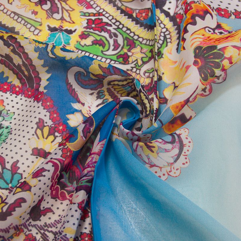 Voile 100% coton - Cachemire géant fond dégradé ton bleu