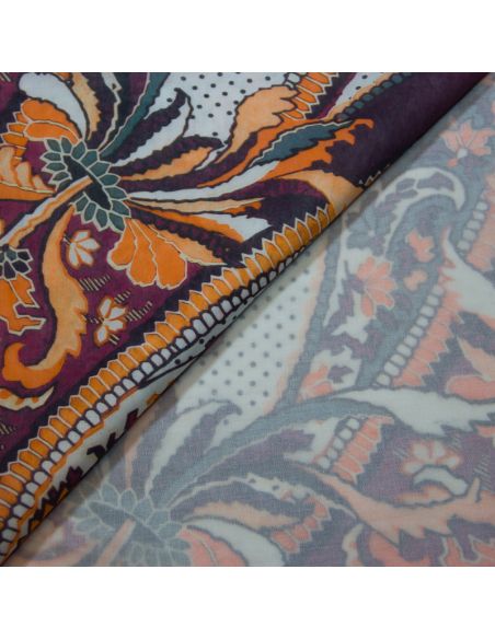 Voile 100% coton - Cachemire géant fond dégradé ton marron