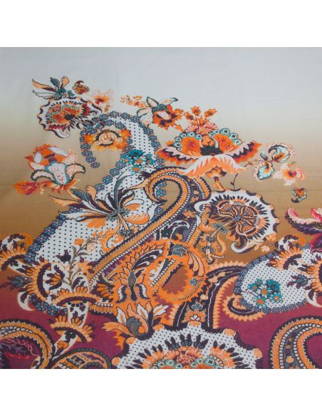 Voile 100% coton - Cachemire géant fond dégradé ton marron