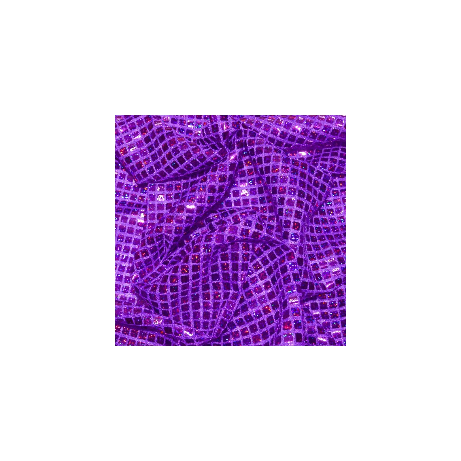 Tissu hologramme pailleté carrés uni violet