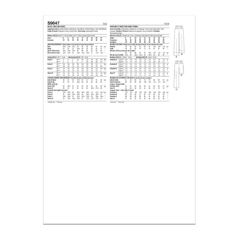 Patron Simplicity 9647.H5 - Pantalon et short