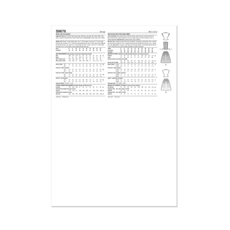 Patron Simplicity 9676.U5 - Robe deux pièces vintage