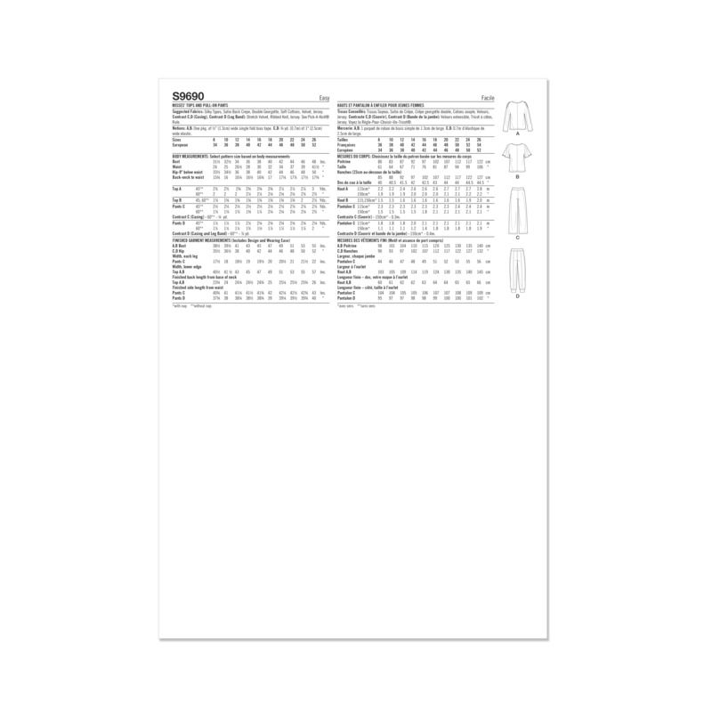Patron Simplicity 9690.K5 - Top et pantalon