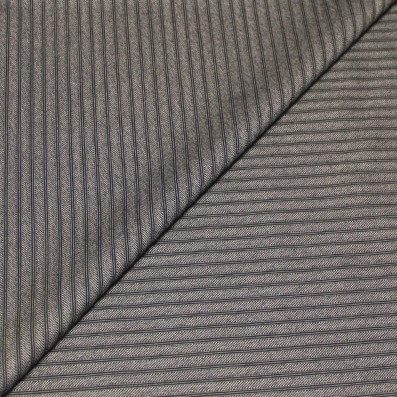 Tissu tailleur 100% laine vierge - Rayure noir & blanc