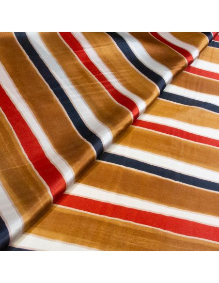 Satin 100% soie - Rayures multicolores