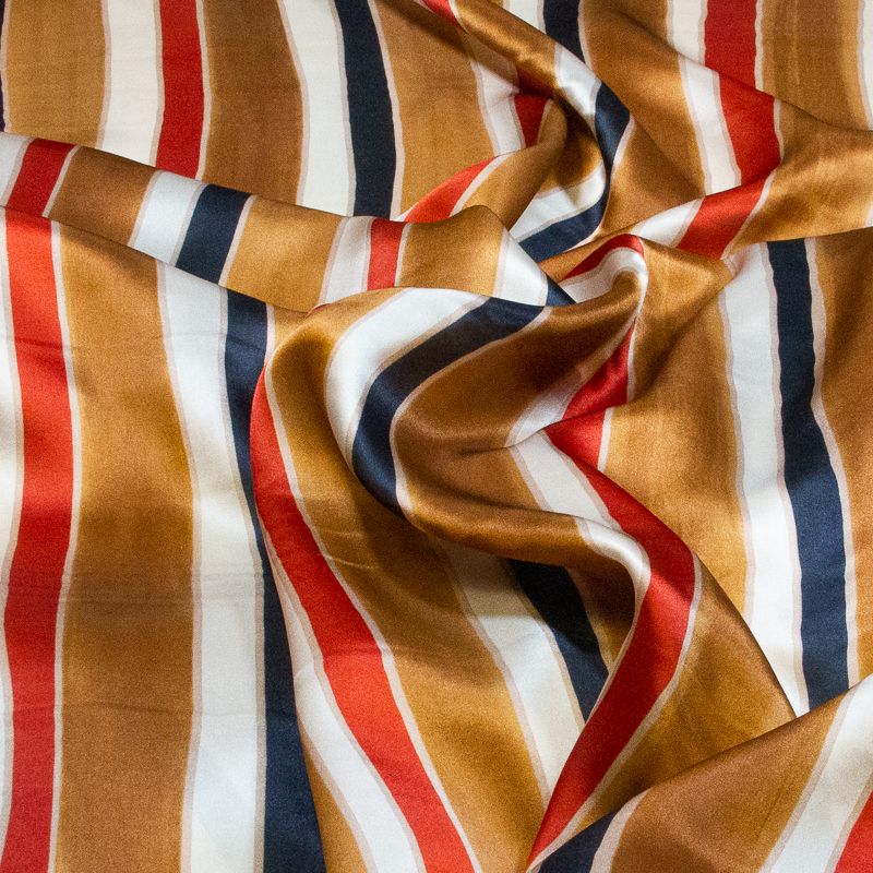 Satin 100% soie - Rayures multicolores