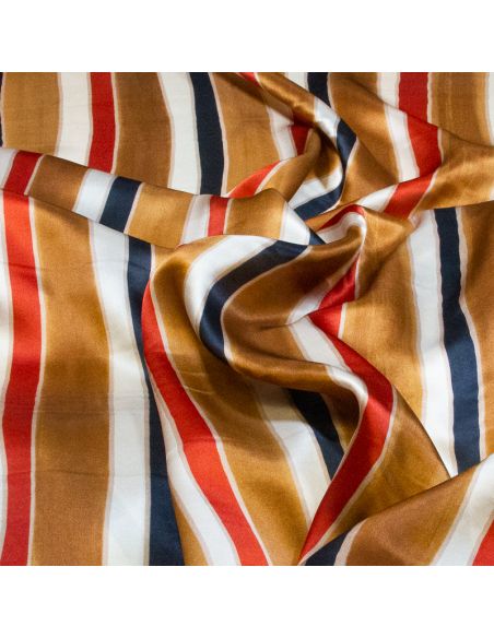 Satin 100% soie - Rayures multicolores
