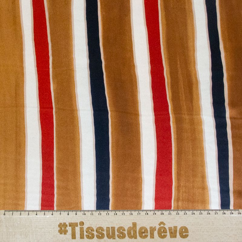 Satin 100% soie - Rayures multicolores