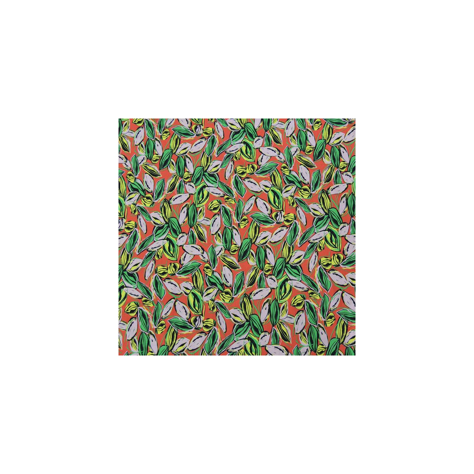 Tissu toile de coton fine imprimée fleurs sur fond orange