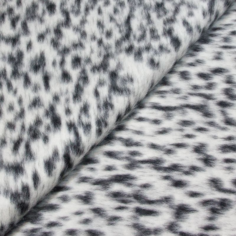 Tweed de laine vierge & alpaga - Poils long tâcheté noir