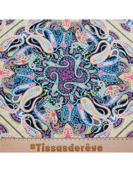 Crêpe Cady viscose & élasthanne - Paisley psychédélique