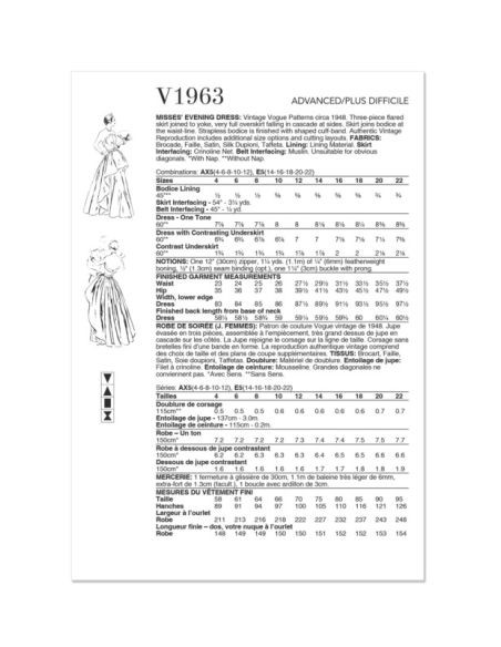 Patron Vogue 1963 AX5 - Jupe évasée